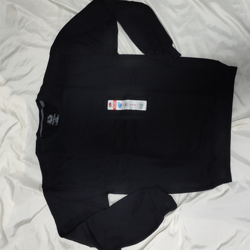 Fruit of the Loom Size Small Mens Crew Neck Sweatshirt Warm Pullover Black